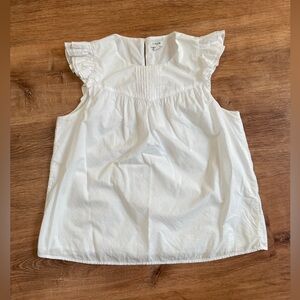 J Crew peasant sleeveless Blouse Top size small White Cotton Poplin Cottagecore